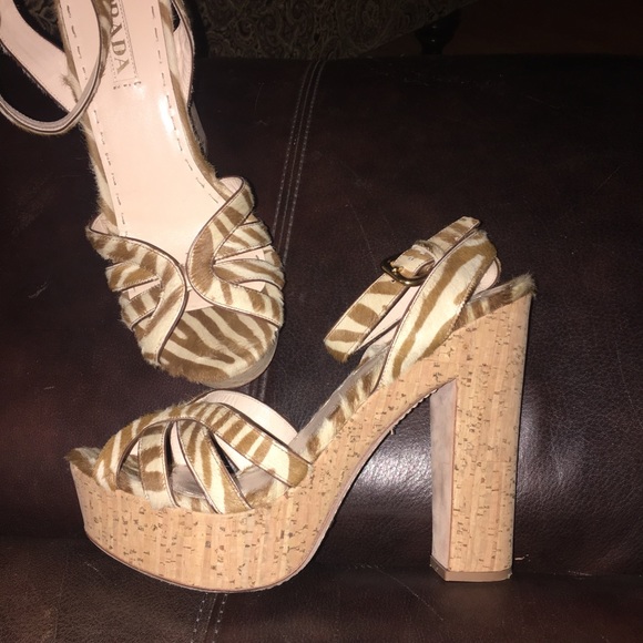 Prada Shoes - 🦄PRADA🦄ZEBRA PONY PLATFORM SANDALS